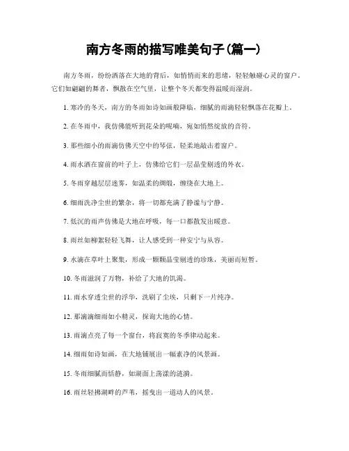 南方冬雨的描写唯美句子(精选两篇)