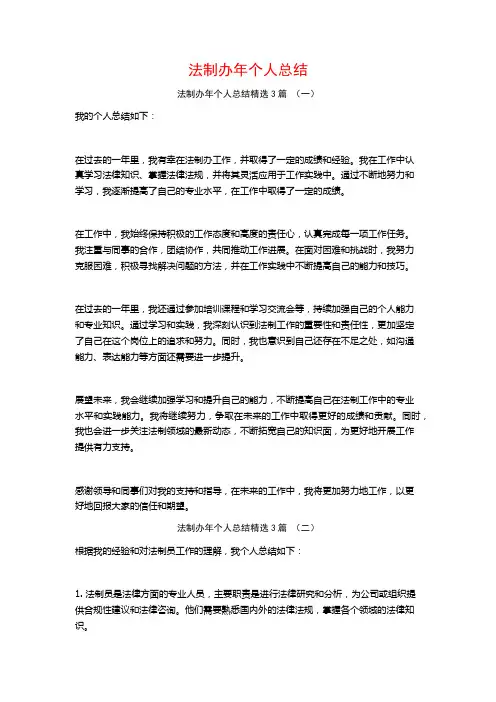 法制办年个人总结3篇