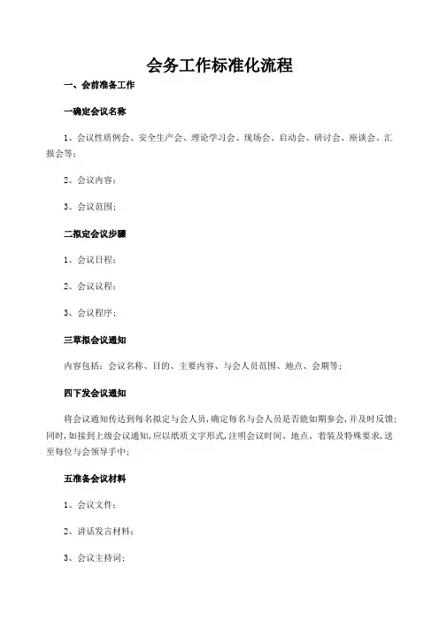会务标准化流程及参会人员排位示意图