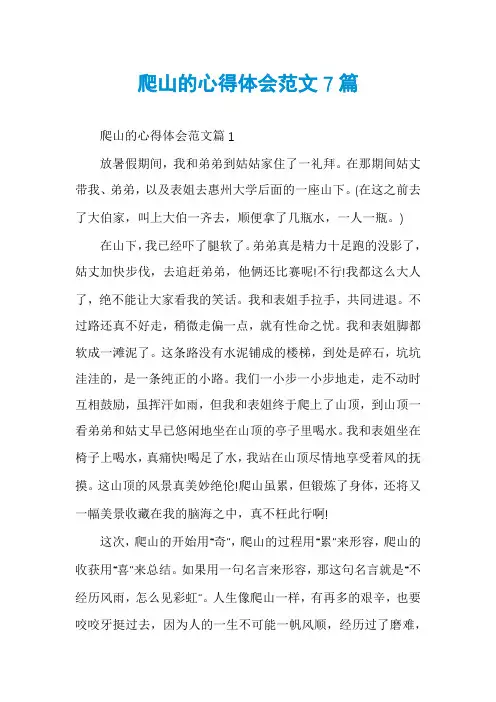 爬山的心得体会范文7篇
