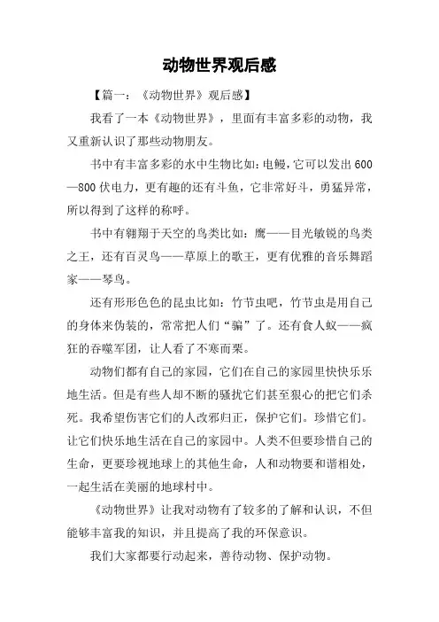 动物世界观后感