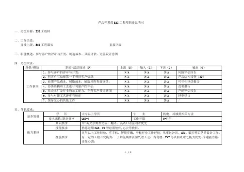产品开发部ESI工程师岗位职责说明书[模板]