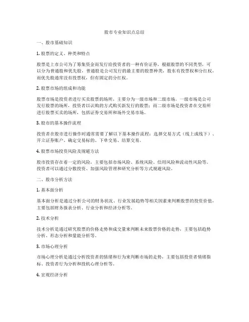 股市专业知识点总结