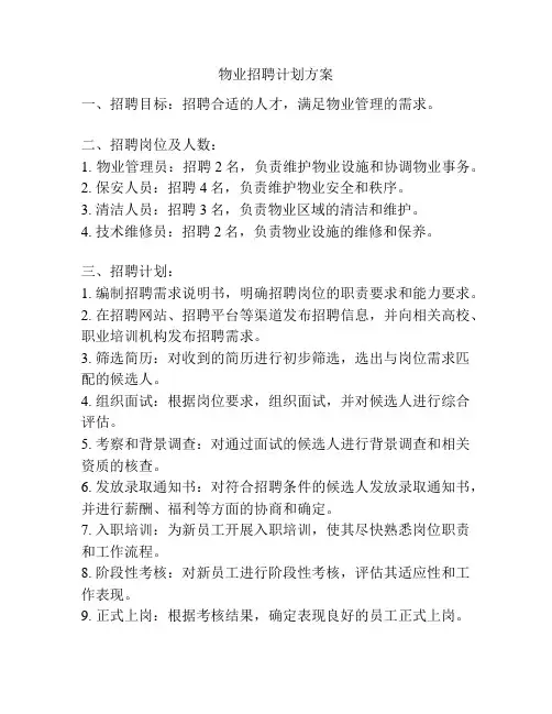 物业招聘计划方案