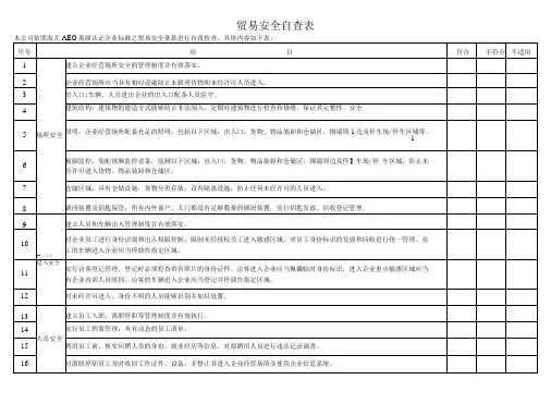 供应商贸易安全自查表海关AEO认证文件