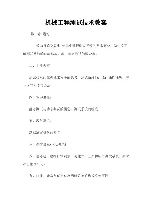 机械工程测试技术教案