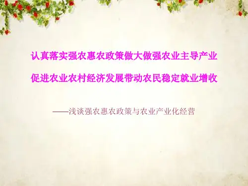 强农惠农政策与农业产业化经营(ppt 84页)