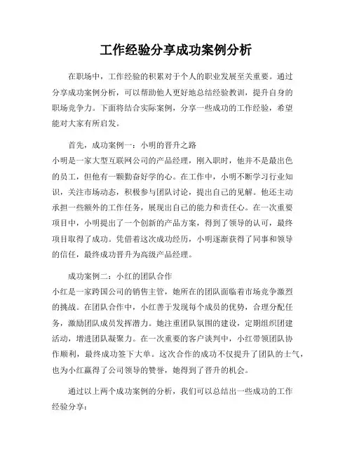 工作经验分享成功案例分析