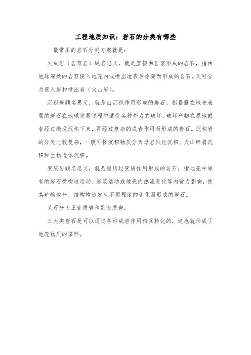 工程地质知识：岩石的分类有哪些.doc
