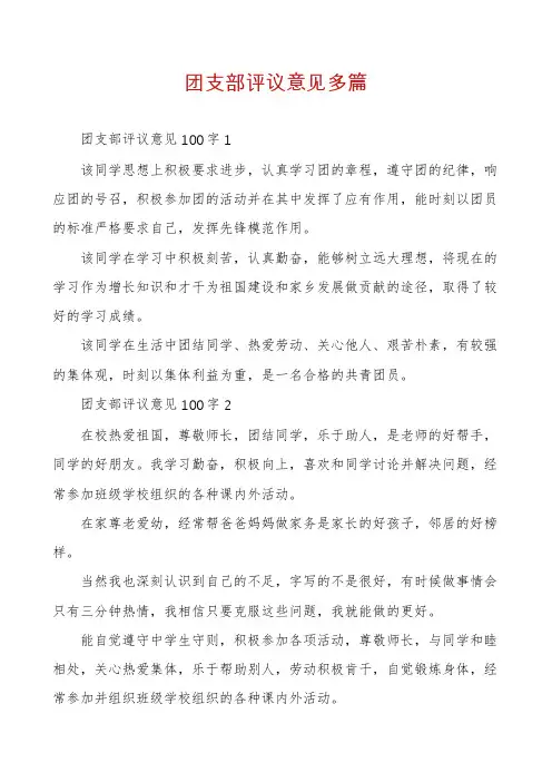 团支部评议意见多篇