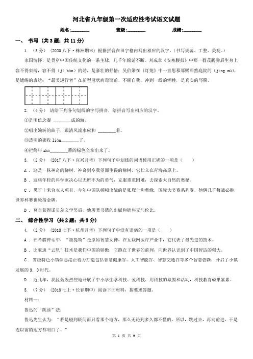 河北省九年级第一次适应性考试语文试题