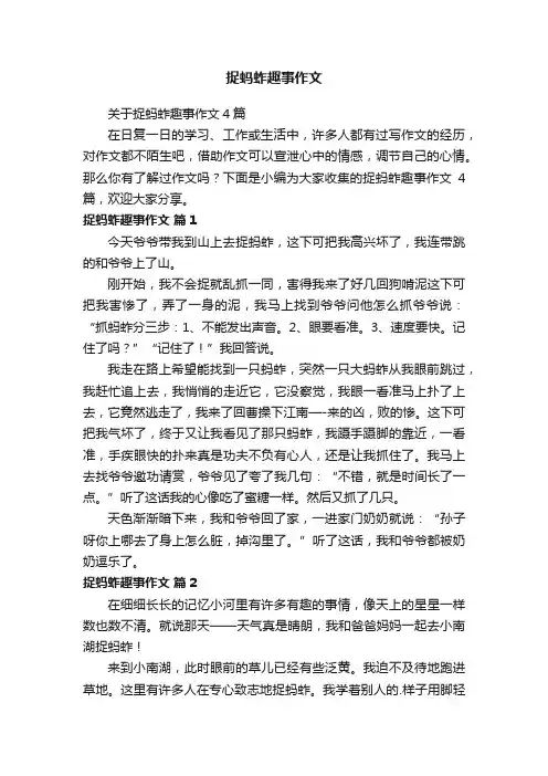 关于捉蚂蚱趣事作文4篇