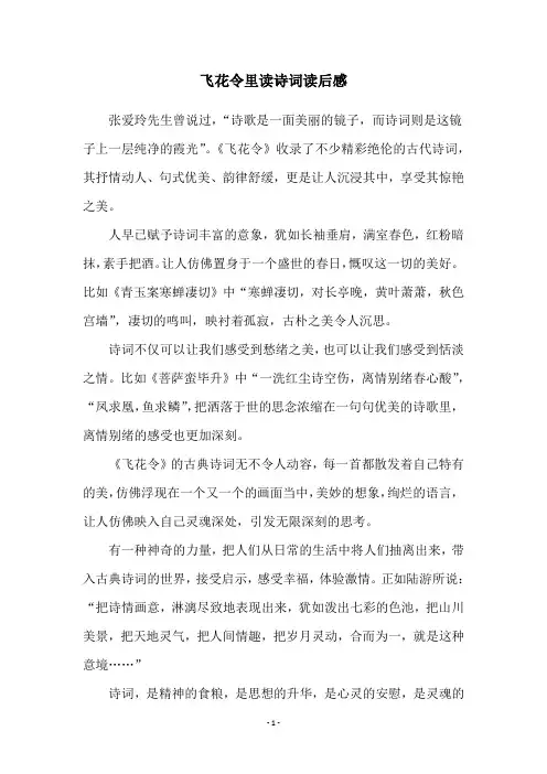 飞花令里读诗词读后感