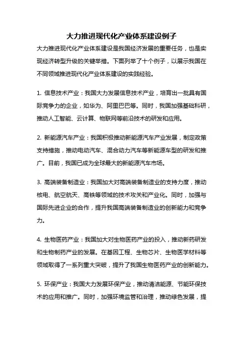 大力推进现代化产业体系建设例子