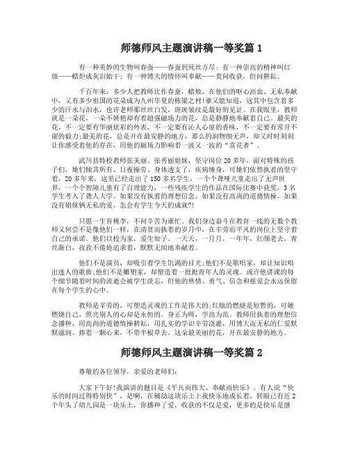 师德师风主题演讲稿一等奖