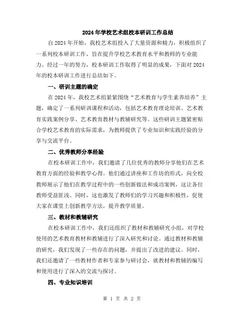 2024年学校艺术组校本研训工作总结