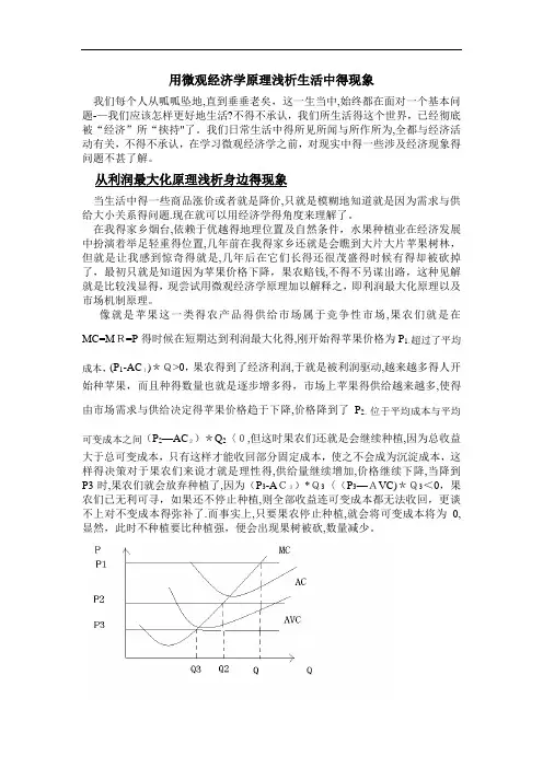 用微观经济学原理浅析生活中的现象