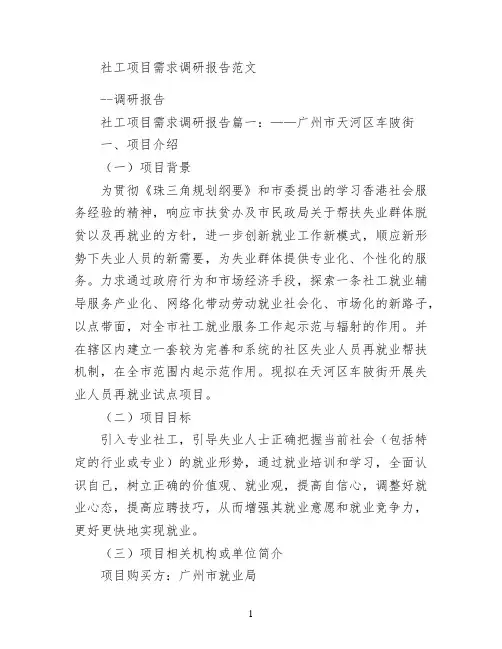 社工项目需求调研报告范文