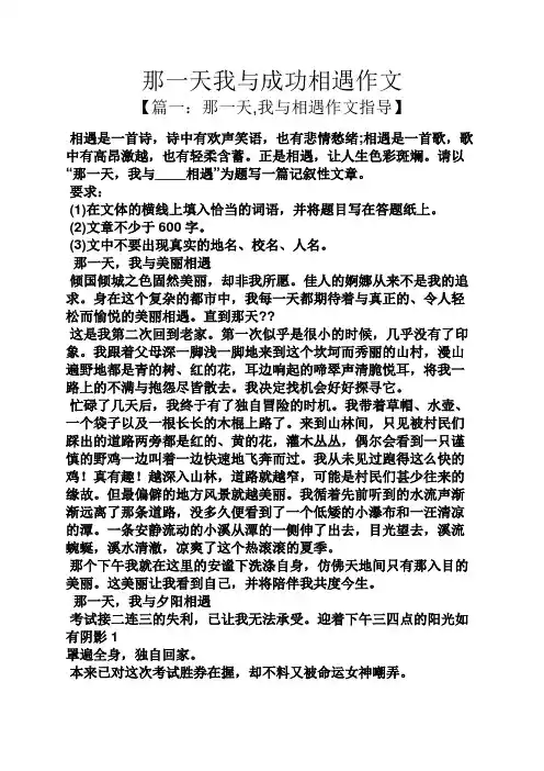 成功作文之那一天我与成功相遇作文
