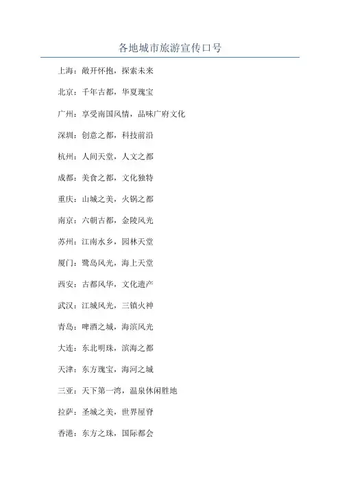 各地城市旅游宣传口号