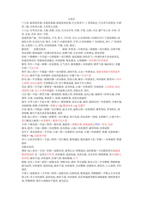 中药学总结的要药
