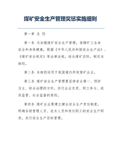 煤矿安全生产管理奖惩实施细则