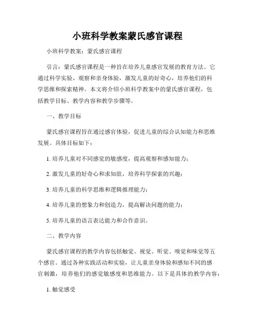 小班科学教案蒙氏感官课程