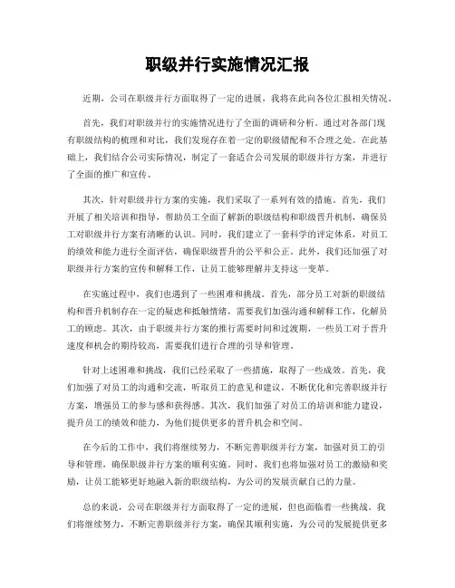 职级并行实施情况汇报