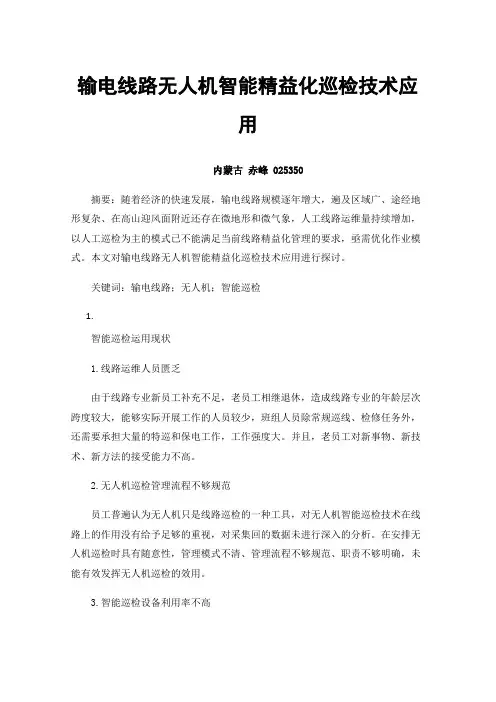 输电线路无人机智能精益化巡检技术应用