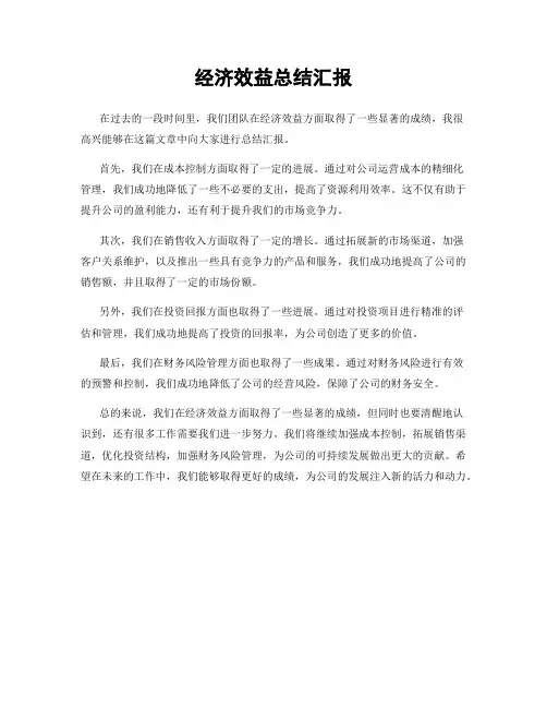 经济效益总结汇报