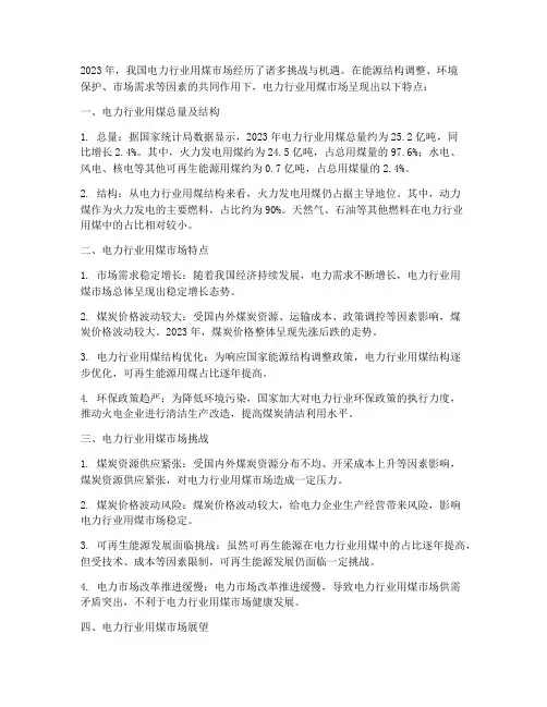 电力行业用煤年度总结
