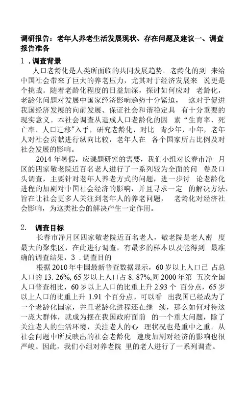 调研报告：老年人养老生活发展现状、存在问题及建议.docx