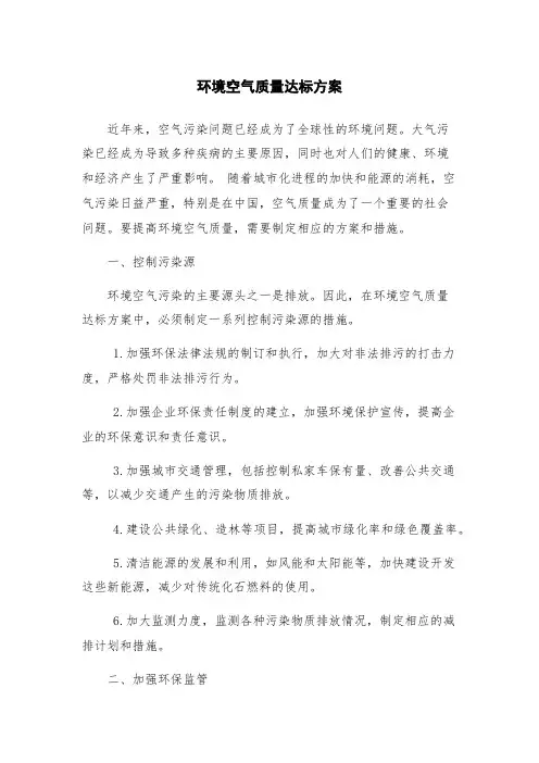 环境空气质量达标方案