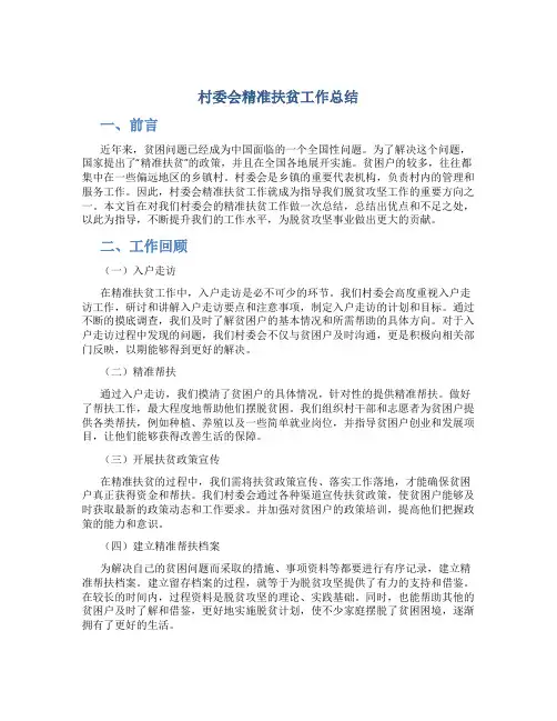 村委会精准扶贫工作总结