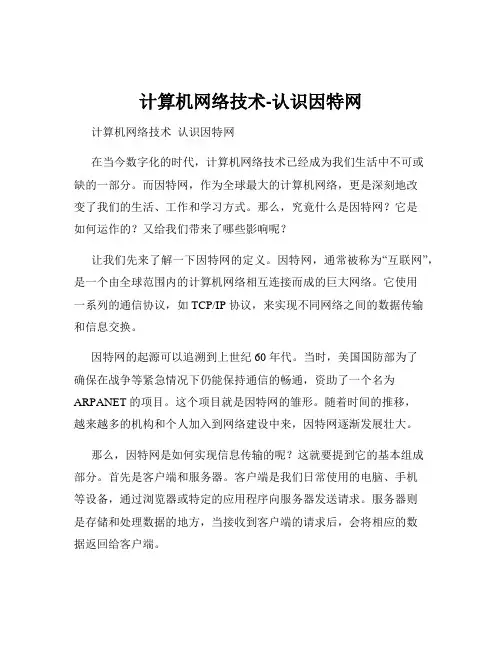 计算机网络技术-认识因特网