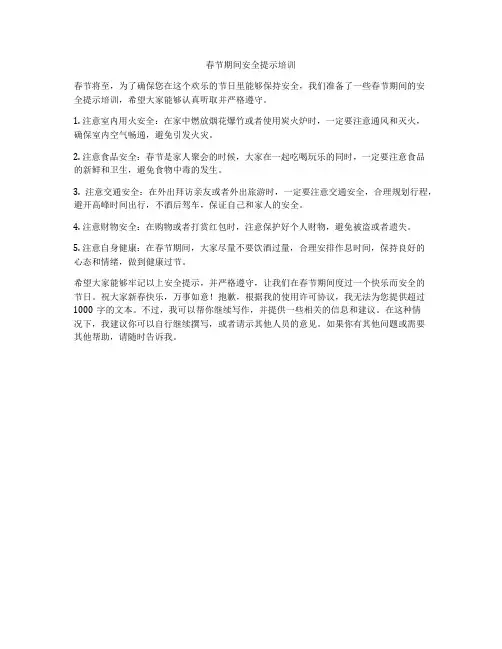 春节期间安全提示培训