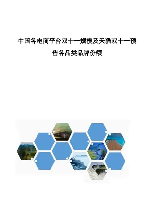 中国各电商平台双十一规模及天猫双十一预售各品类品牌份额