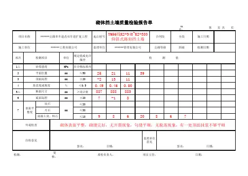 公路工程仰斜式路肩挡土墙(混凝土)