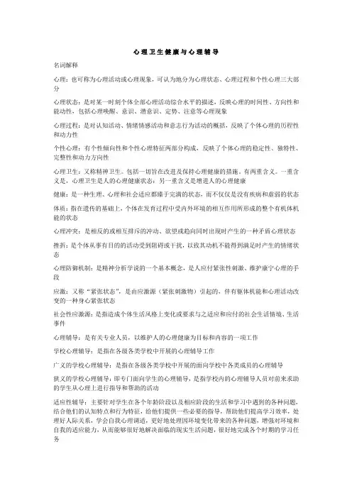 心理卫生健康与心理辅导