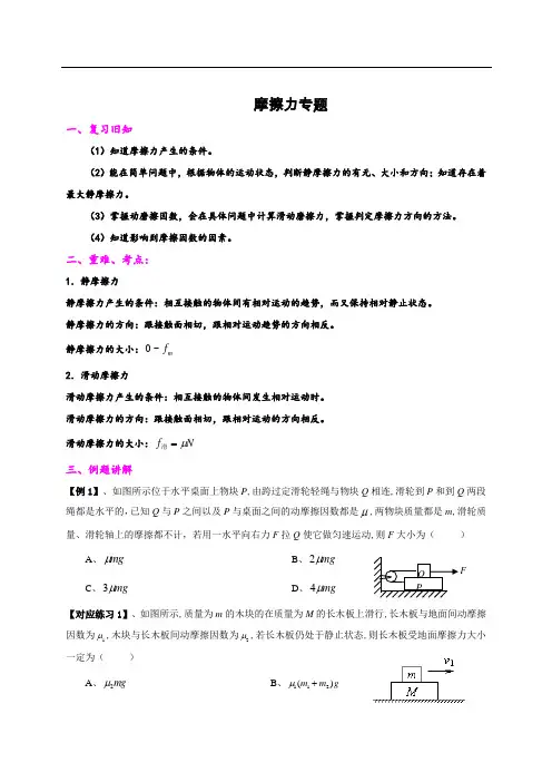 高中物理 摩擦力专题讲义