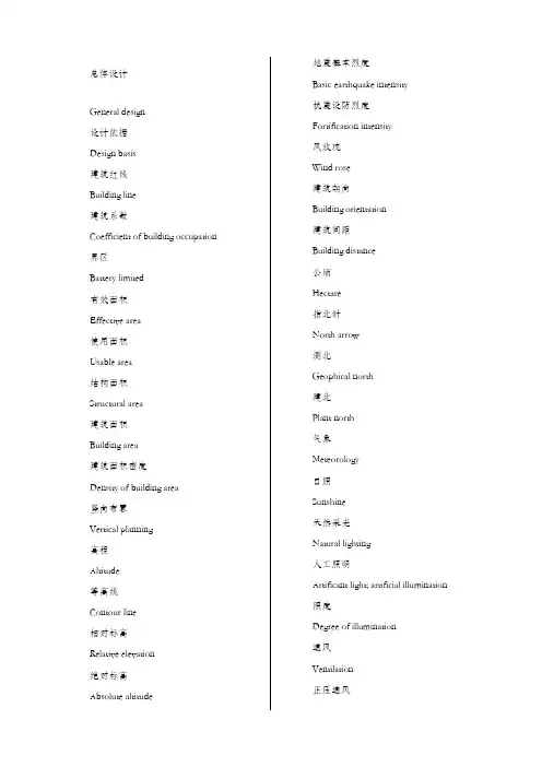 建筑结构英语常用词汇