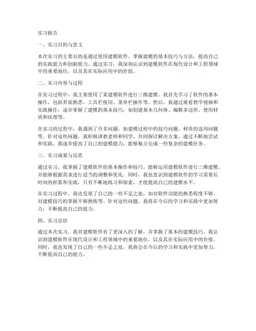 建模软件实习报告