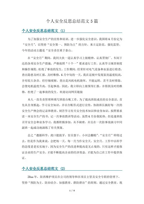 个人安全反思总结范文5篇