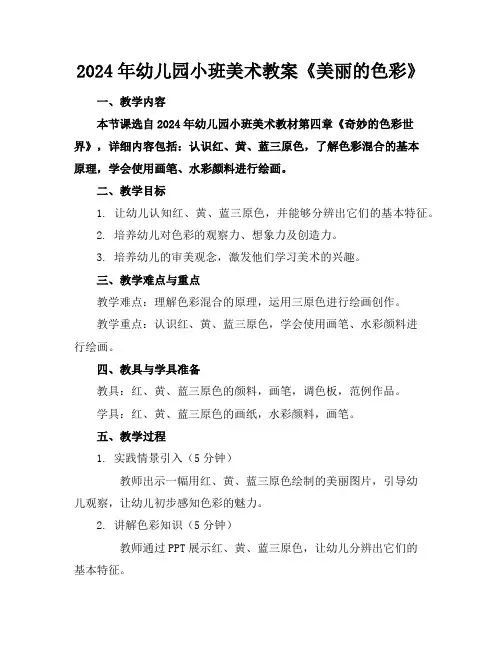 2024年幼儿园小班美术教案《美丽的色彩》