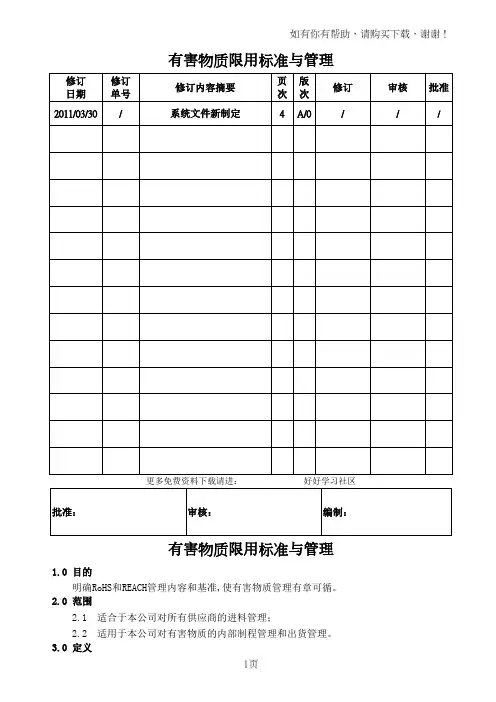 有害物质限用标准与管理