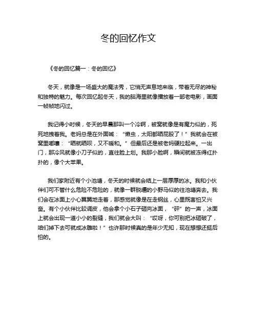 冬的回忆作文