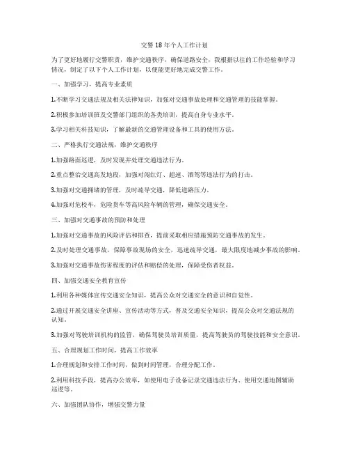 交警18年个人工作计划