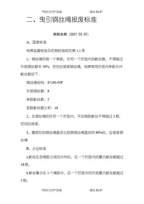 2021年电梯钢丝报废标准
