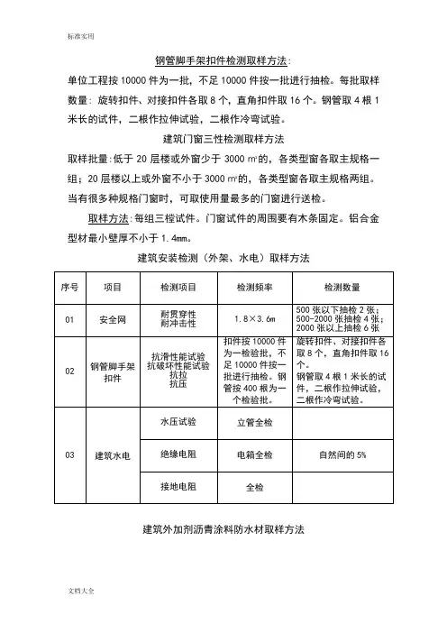 钢管脚手架扣件检测取样方法