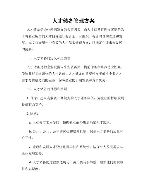 人才储备管理方案